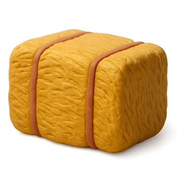 single hay bale close-up, soft lighting, textured surface, claymation style sticker