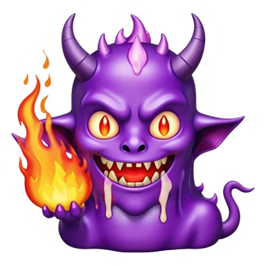 purple devil melting with fire sticker