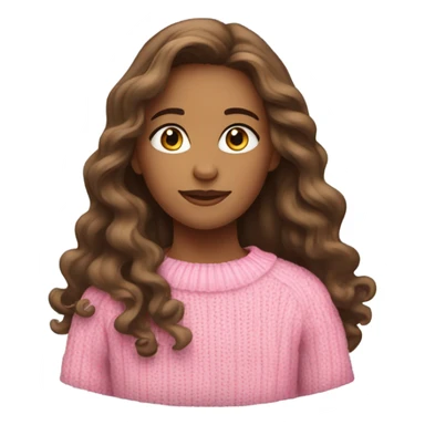Girl with long brown wavy hair, she is wearing pink sweater sticker