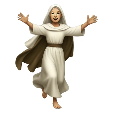 saint brigid running, with a large stride and arms outstretched sticker