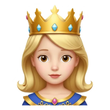 Royal Kid girl with fancy crown head 3d with sticker