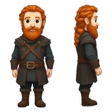 Full body of a rogue dwarf with a long ginger  beard sticker
