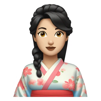 Black haired woman blue eyes in kimono sticker