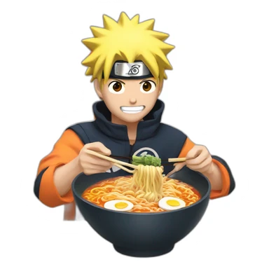 Naruto eating ramen sticker