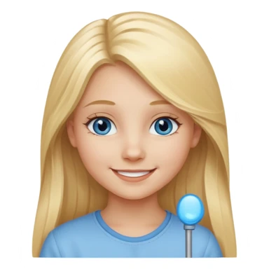 A young girl with long blonde hair and light blue eyes sticker