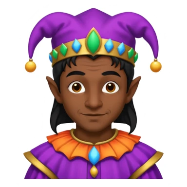 Medieval jester with dark brown skin and black hair sticker