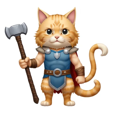 Viking norwegian cat in full height like a man with thors hammer sticker