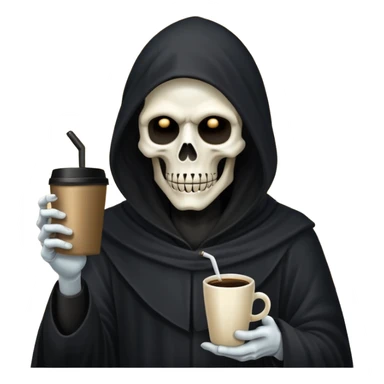grim reaper with a phone and coffee sticker
