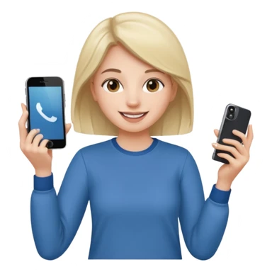 young woman, holding phone up, recording herself, happy, minimal details sticker