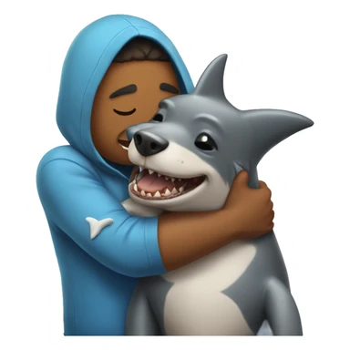 shark hugging a dog sticker