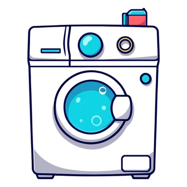 cute washing machine with soapy bubbles sticker