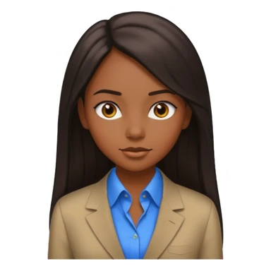 black girl working in colored formal shirt and long sleek hair sticker