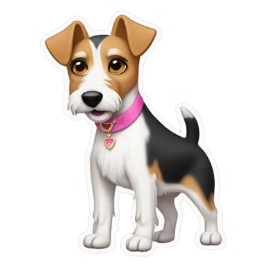  AI-generated sticker of a mini fox terrier with a pink collar, inspired by the style of “Lady and the Tramp.” sticker