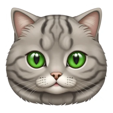 Half-eared grey striped green-eyed Scotch fold, cute cat sticker