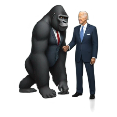 Gorilla wearing a suit meeting Joe Biden sticker