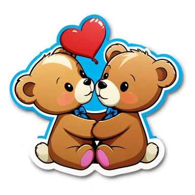 Kissing teddy bears sticker