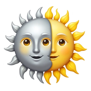 a really bright sun and a moon who shines because of it. the sun is bigger and the moon bright too sticker