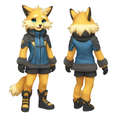 Anthro-Edgy-Cool-Blue-Yellow-Beige-Orange-Contrast-Colors-Fantasy-Fur-Sona-Chibi-Shiny-Fakémon-Hybrid full body sticker