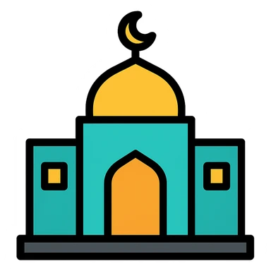 minimalist icon of an Islamic school, suitable for logos or branding sticker
