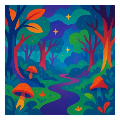 enchanted forest with magical colors sticker