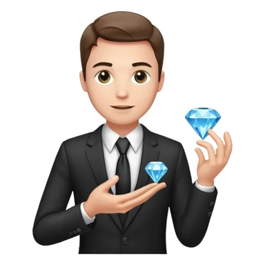 business man in suit holding a diamond sticker