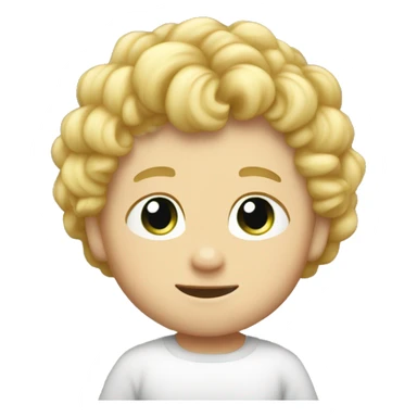 Blond Caucasian baby dude with curly har and moonin cap sticker