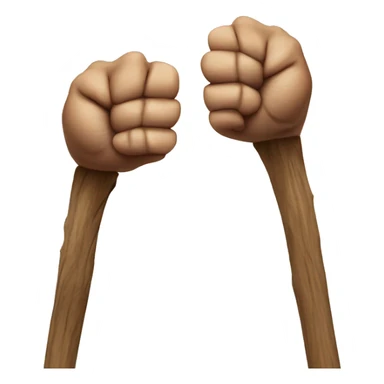 Two closed fists pushed together, breaking a stick sticker