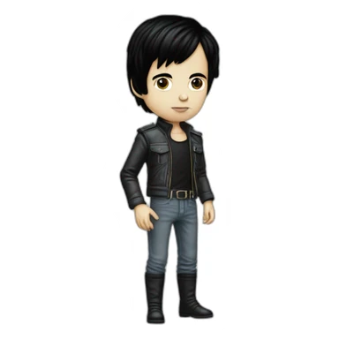 photo realistic, full body, Gary Numan in 1979, playing a Mini Moog, standing up, front view sticker