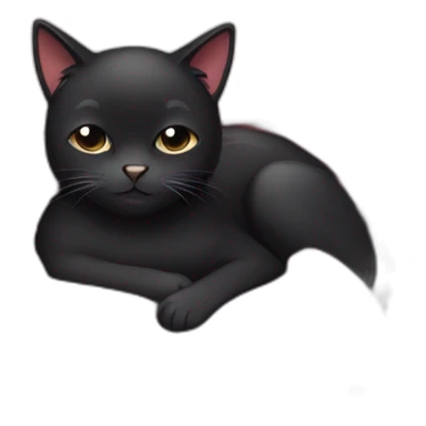 Sleepy black cat with blanket sticker