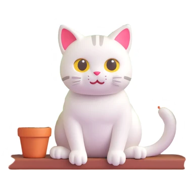 3D iOS style emoji of a cat sitting on a windowsill looking outside at a garden sticker