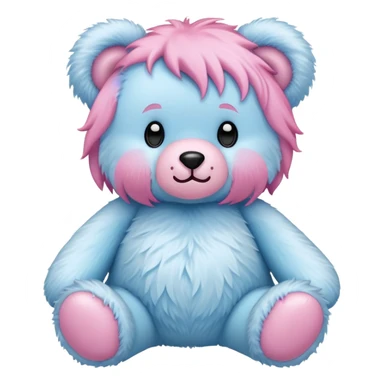 ice blue teddy bear with pink locks sticker