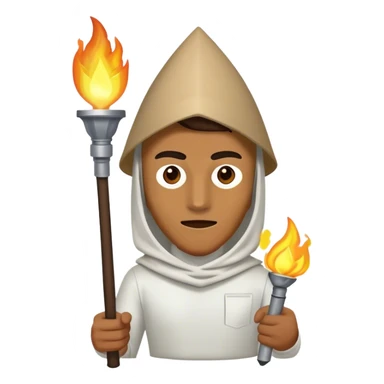 man with torch and white triangular mask over his head sticker