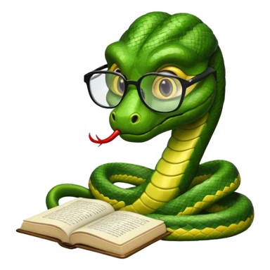 kitap okuyan gözlüklü yılan sticker