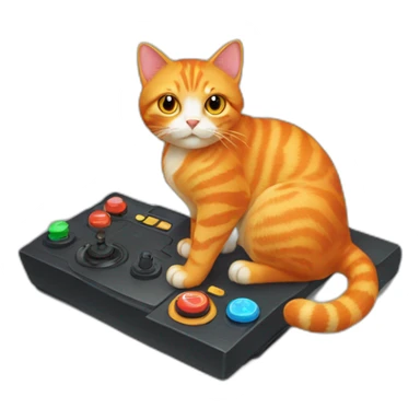 Orange cat with joystick  sticker