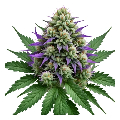 Wedding Crasher cannabis strain with purple buds and crystal trichomes sticker