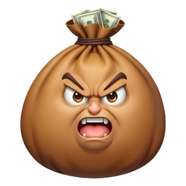 angry bag of money sticker