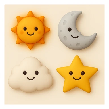 make four emojis in same style sticker