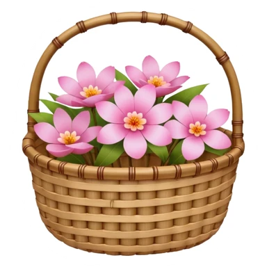 bamboo basket, flower sticker