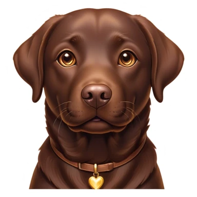 Cinematic Cute Chocolate Labrador Portrait Emoji, Head tilted playfully and inquisitively, featuring a sleek chocolate Fur with a lustrous sheen, round, sparkling brown eyes filled with curiosity, Simplified yet irresistibly adorable features, highly detailed, glowing with a warm, friendly glow, high shine, affectionate and spirited, stylized with a touch of whimsy, bright and endearing, soft glowing outline, capturing the essence of a mischievous yet loving companion, so playful it feels like it could dash out of the screen and into your arms! sticker