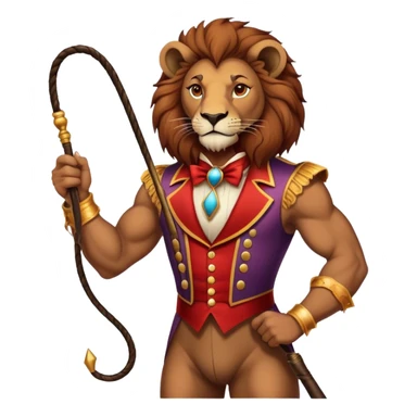 Vintage circus male lion Tamer holding whip sticker
