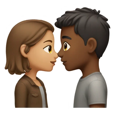 A girl with brown hair and medium light skin kissing a boy with brown short hair and light skin sticker