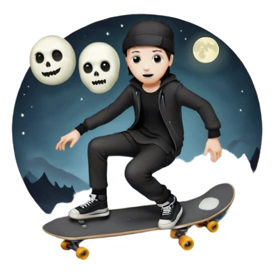  goth skater boi ghost sk8 boarding under a moon sticker