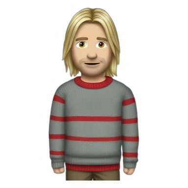 Kurt Cobain from Nirvana wearing a Red and gray striped sweater sticker