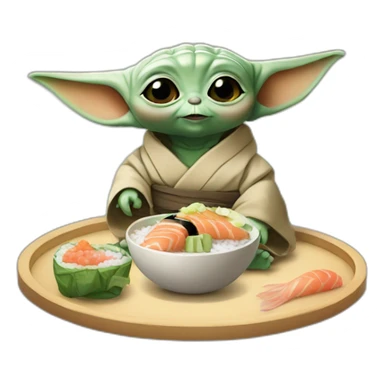 Baby yoda eatsushi sticker