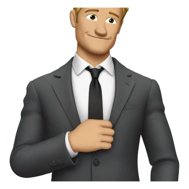 barney stinson wearing a suit adjusting his tie with left hand, leaning back sticker