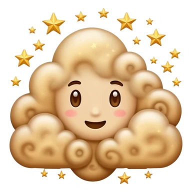 A cloud of dust with various swirls and stars emerging from it. sticker