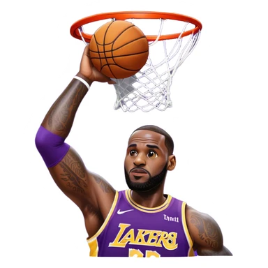 LeBron James basketball player in Lakers jersey dunking sticker