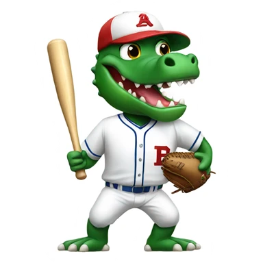 an alligator playing baseball sticker