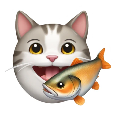 Cat eating a fish sticker