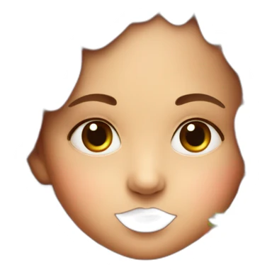 Female Baby face with brown eyes inside a strawberry sticker